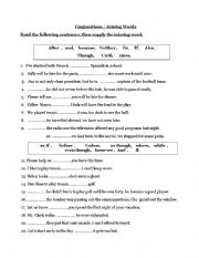 English Worksheet: conjunctions