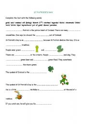 English Worksheet: St Patricks Day