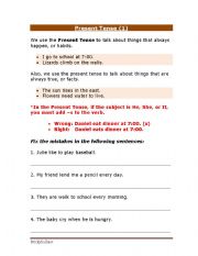 English worksheet: present tense