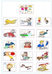 English Worksheet: present continuous picture - sentence matching game