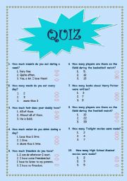 English Worksheet: Quiz - How much/How many
