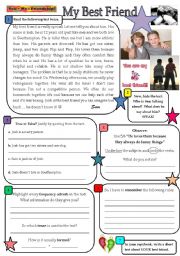 English Worksheet: My Best Friend - Present Simple - Reading/Speaking/Writing