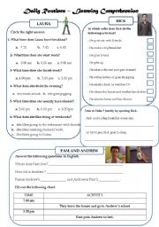 English Worksheet: Daily Routines - Listening Comprehension - Training