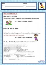 English Worksheet: Used to/ be used to