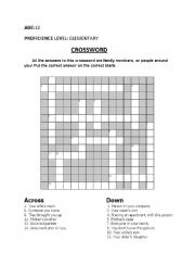 English Worksheet: crossword