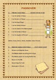 English worksheet: passover