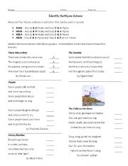 English Worksheet: Identifying Rhyme Scheme