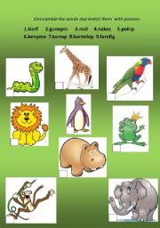 English worksheet: animals