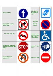 English Worksheet: LEARNING MODALS WITH A TRAFFIC SIGNAL DOMINO