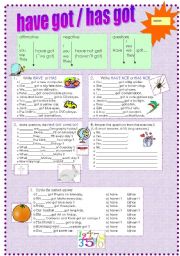 English Worksheet: have got / has got