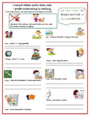 English Worksheet: Would Rather,Prefer