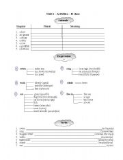 English worksheet: Animal activities - Expression - Collocations