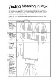 English Worksheet: Meaning in Films