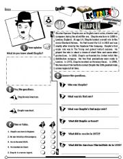 English Worksheet: RC Series Famous People Edition_12 Charlie Chaplin  (Fully Editable) 