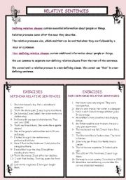 English Worksheet: RELATIVE CLAUSES