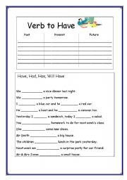 English worksheet: Verb To have