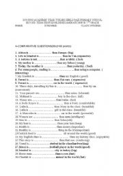  Comparatives,Exam for primary school students,Vocabulary