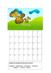 English Worksheet: calendars 2012