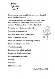 English worksheet: A Valentines letter