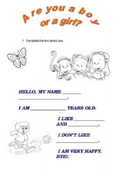 English worksheet: ABOUT ME