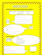 English worksheet: greetings