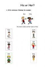 English worksheet: Teaching Kids: His and Her