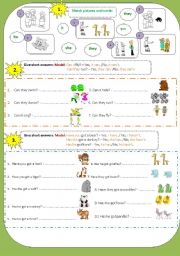 English Worksheet: Short answers(can_have got)+Personal pronouns