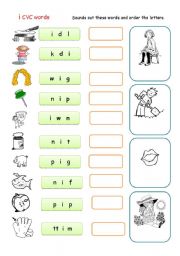 English Worksheet: CVC words i sounds - part 2