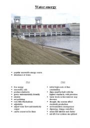 English Worksheet: water energy