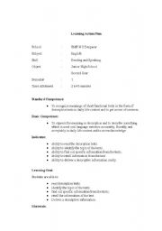 English worksheet: learning action plan