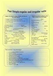 English Worksheet: PAST SIMPLE OF REGULAR AND IRREGULAR VERBS