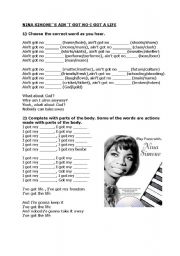 English Worksheet: Nina Simone - Aint Got No Life
