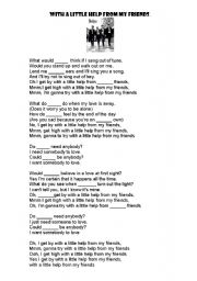 English worksheet: With a little help from my friends - the beatles