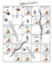 English Worksheet: snake and ladder