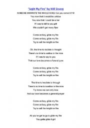 English worksheet: Light My Fire by will young