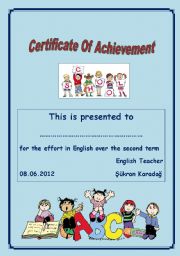 English Worksheet: certificate of achievement