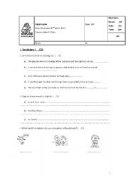 English worksheet: English exam (2nd year of English)