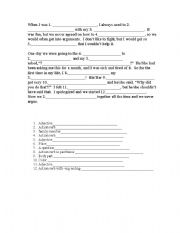 English worksheet: Mad Lib- Past Narrative