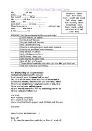 English worksheet: Black Out The Sun by Darren Hayes
