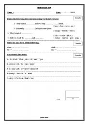 English worksheet: past simple worhsheet