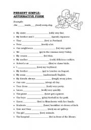 English Worksheet: PRESENT SIMPLE: AFFIRMATIVE FORM