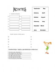 English worksheet: months, numbers