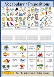 English Worksheet: Vocabulary / Prepositions