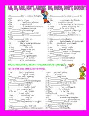 English Worksheet: IS, ARE, ISNT, ARENT, DO, DOES, DONT, DOESNT