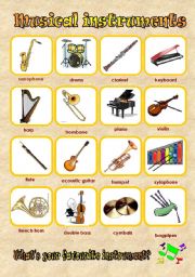 English Worksheet: musical instruments