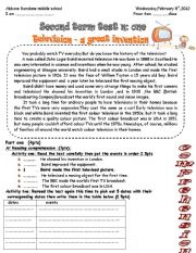 English Worksheet: telivision