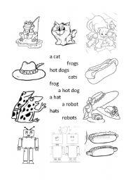 English Worksheet: Match simple words, singular and plural