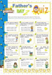 English Worksheet: Fathers Day  Quiz