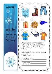 English Worksheet: CLOTHES + SEASONS (part 1/4)