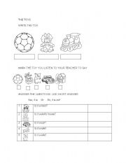 English Worksheet: MY TOYS  